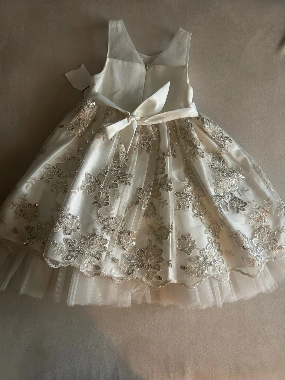 American Princess Ivory Embroidered Floral Tulle Dress